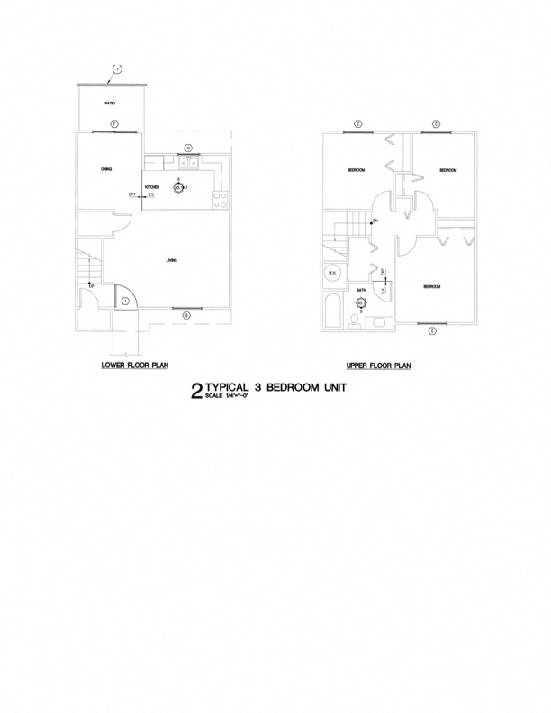 Floor plan for 3 beds, 1 bath, 1006 sqft